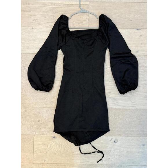 Fiestar Black Puff Sleeve Mini Dress Women’s Size S – Square Neck - Picture 2 of 7